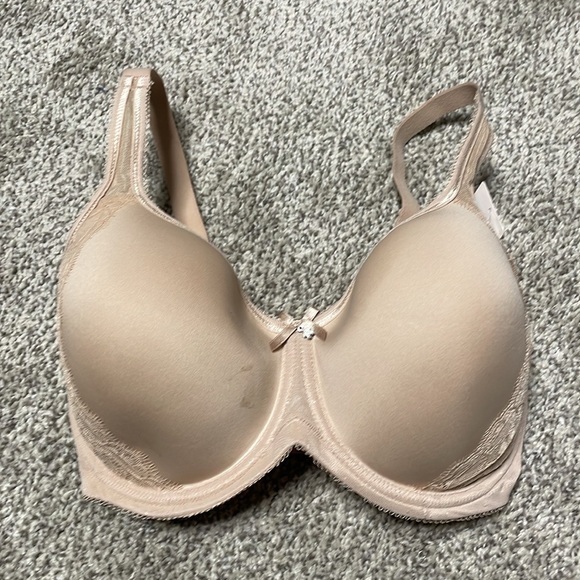 32G Bra Tan Wacoal Underwire Lace Accent Mesh Side Full Figure Defect - Picture 1 of 11